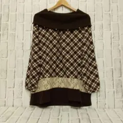 axes femme ブラウン系 チェック柄 ニットセーター