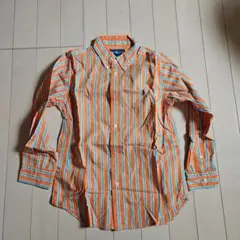 美品　ラルフローレンのオレンジストライプ長袖シャツ　130
