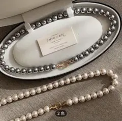 t104 【高級感デザイン金具】8mmパールネックレス 45cm 上品 大人