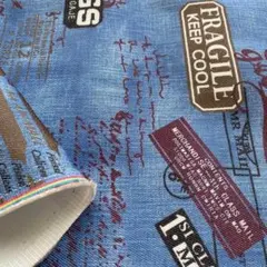 【1M＋1Ｍ】生地 綿50％ポリエステル50％ デニム 英字柄