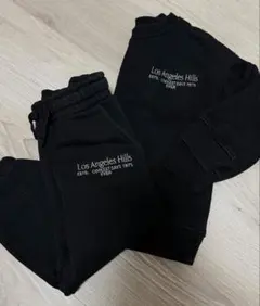 ZARAロゴ刺繍裏起毛トレーナー セットアップ92 ブラック
