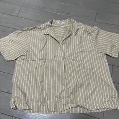 ストライプ 半袖シャツ ベージュ　UNIQLO
