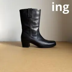 ing 黒 レザーブーツ