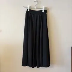ブラック トリアセテート クレープ プリーツ ロングスカート