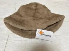 バケットハット ファー帽子 ボア ベージュ 大きめ あったかい 防寒