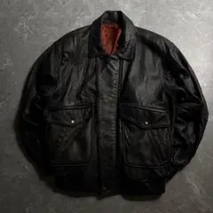 m*〜様 【90s】本革 A-2型 レザージャケット ブルゾン 黒 M 短丈 フ