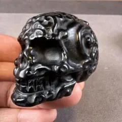 天然石 シルバーオブシディアン ダルマ 置物 開運 魔除け 一点物