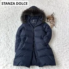 美品 STANZA DOLCE ダウン コート ジャケット ファー ネイビー S
