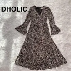 DHOLIC ディーホリック 花柄 カシュクール ロングワンピース フレア袖