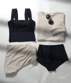 OSYAREVO 水着 レディース 体型カバー ラッシュガード 4点セット