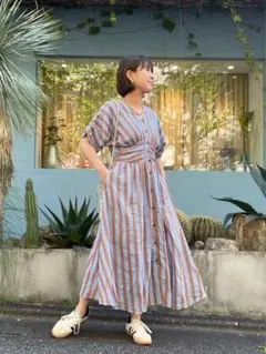 ヌキテパ　コットンストライプワンピース　Mサイズ