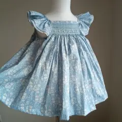 ㉞カペル❀ブルー❀ハンドメイド❀スモッキングトップス