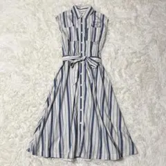 AVIREX ノースリーブ シャツワンピース ストライプ リボン ベルト