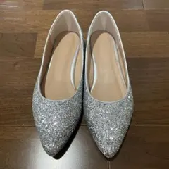 シルバーグリッター フラットシューズ