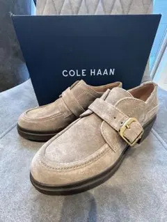 極美品　コールハーン　バックスキン　ベルトデザイン　レザーデッキシューズ
