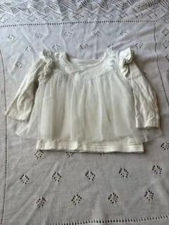 ハルウラ　ホワイト フリル付き チュールトップス