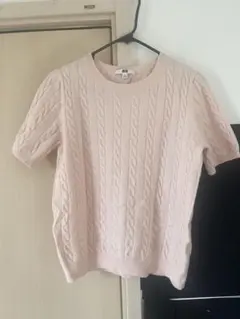 UNIQLO ユニクロ ケーブルクルーネックセーター 半袖 ピンク M