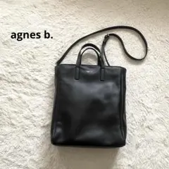 agnes b. 黒 2wayショルダーバッグ ストラップ トートバッグ