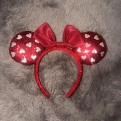 ディズニー カチューシャ ハート スパンコール 赤
