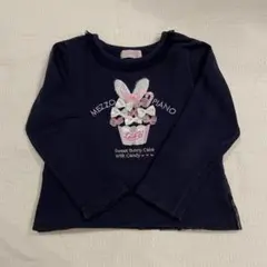 【値下げ】【中古】④メゾピアノ　うさぎカップケーキ　トレーナー　１１０