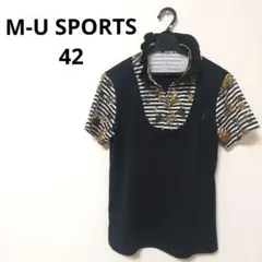 M-USPORTS ゴルフウェア　ポロシャツ　半袖　レディース　ブラック　フリルのサムネイル