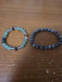 新品未使用品☆渋めなカラー天然石ビーズブレスレット2点セット