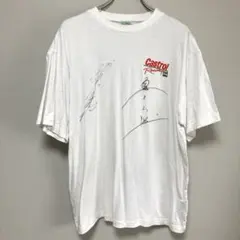 サイン入りTシャツ 白 カストロール レーシング シャツ ピットシャツ バイク