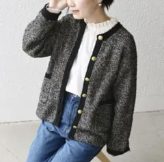 SHIPS　ツィディ ニットカーディガン　金ボタン