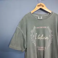 USA古着　オーバーサイズTシャツ メッセージプリント グレー　フェード