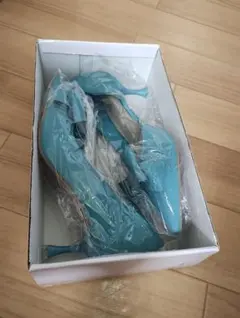 新品　水色リボン付きポインテッドトゥパンプス　23.5cm