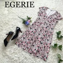 【美品】EGERIE　エジュリ　カシュクールワンピース　花柄　フレンチスリーブ