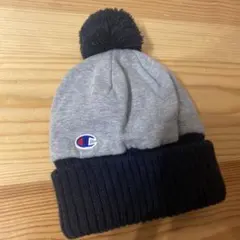 Champion ニット帽 グレー/ネイビー フリーサイズ