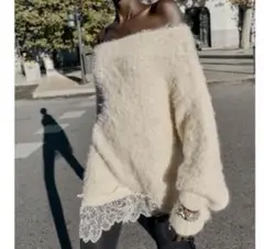 【新品タグ付き】レースコンビニットセーター M【即日発送可能】