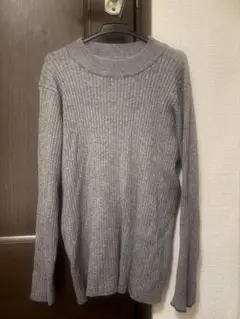 DISCOAT グレー リブニットセーター 長袖