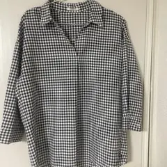 美品　ギンガムチェック　シャツ　七分　Mサイズ