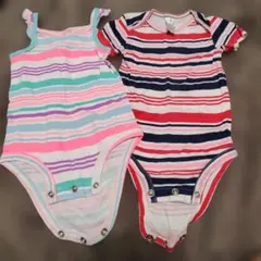 ストライプロンパース2点セット