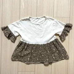 pairmanon ドレープフリル半袖Tシャツ　Tシャツ　花柄　　110