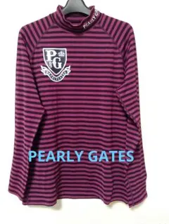 PEARLY GATES タートルネックシャツ ピンク黒ストライプ 7