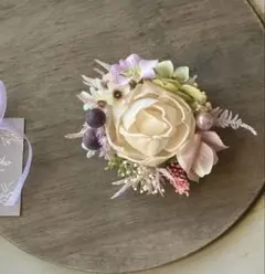 コサージュNo.2 白ラナンキュラスと淡いピンクの小花たち#2026卒業式入学式