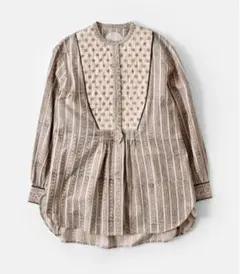 美品Pheeta コットンドットストライプ　切替ロングシャツ　ブラウス
