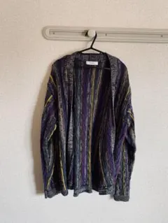 INHERIT カーディガン 紫 ストライプ