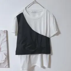 AZUL BY MOUSSY　アズール　カラーブロック 白/黒　半袖Tシャツ　S