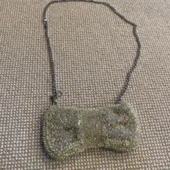 リボン型クリアゴールドパーティーバッグ