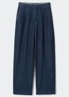 UNIQLO イネス　デニムタックワイドパンツ　ネイビー　61