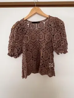 Heather ニット 半袖 クロシェ編み