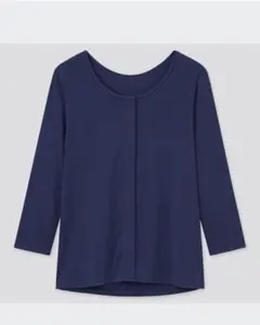 UNIQLO ユニクロ　コットン前あきUネックTシャツ（8分袖）紺　3XL 新品