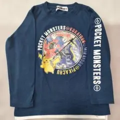 ポケットモンスター 長袖カットソー 120cm ネイビー　重ね着風