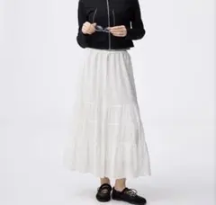 gu ティアードフレアスカート୨୧ ホワイト 白 Lサイズ
