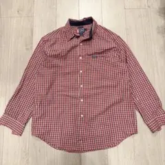 CHAPS Ralph Lauren 赤　チェック柄　長袖シャツ　開襟シャツ　L