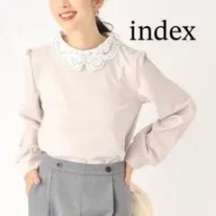 index レース襟長袖トップス
